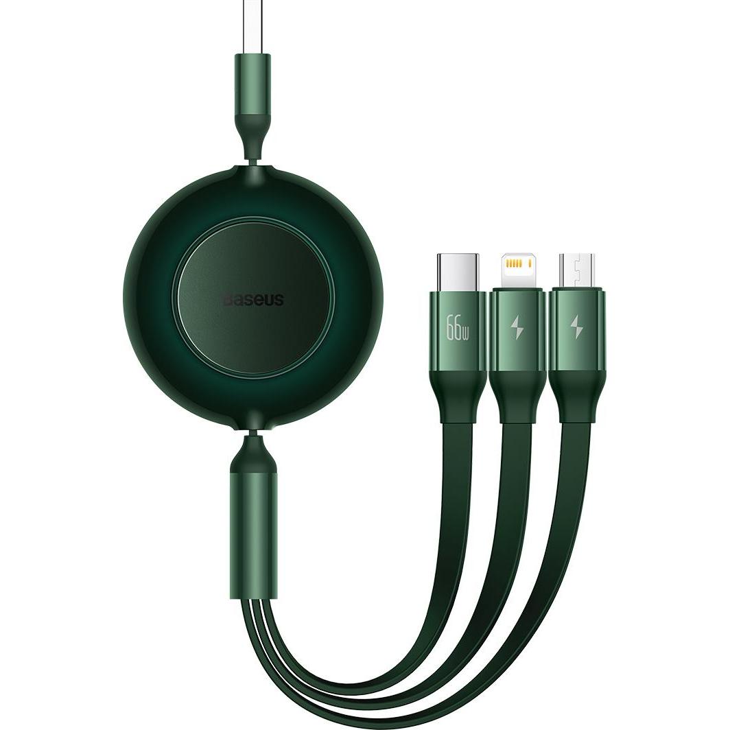 Baseus Bright Mirror 2 Retractable Cable 3in1 Type A USB - Micro USB + Lightning + USB Type C 66W, 1 (1.10 m, USB 2.0), ...