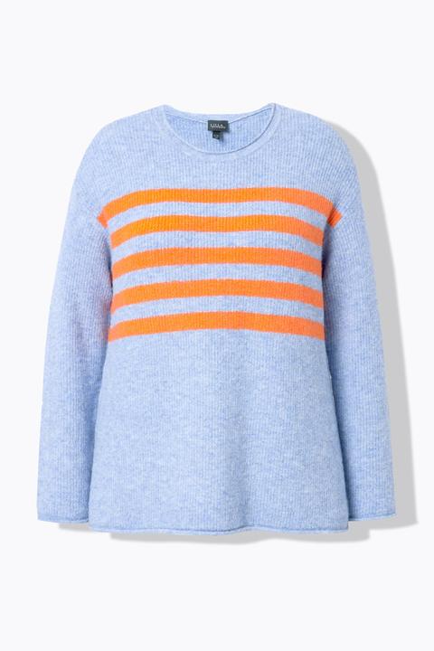 Produktbild Ulla Popken Pullover, Ringel, Rundhals, Langarm, Rollkanten (46, 48)