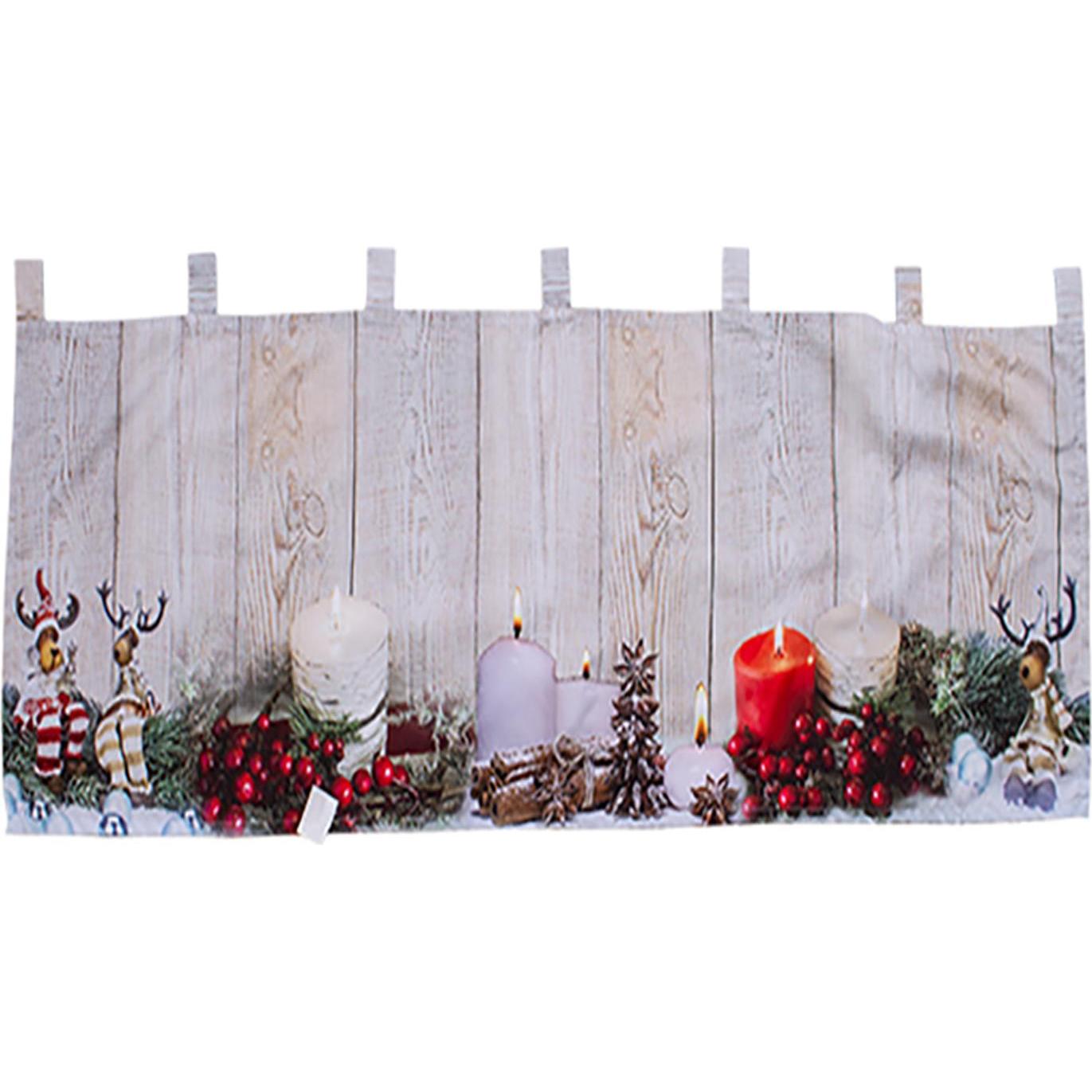 Mojawo, Vorhang, X-Mas Gardine Scheibengardine Weihnachten Fenstergardine LED 45x120cm (45 x 120 cm)