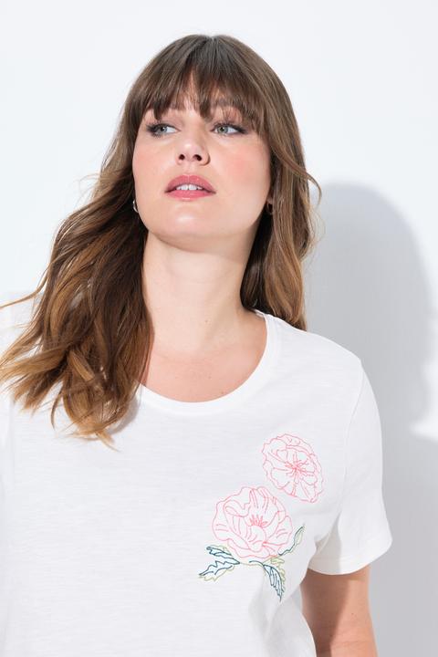 Produktbild Ulla Popken T-Shirt, Mohn-Stickerei, Rundhals, Halbarm (50, 52)