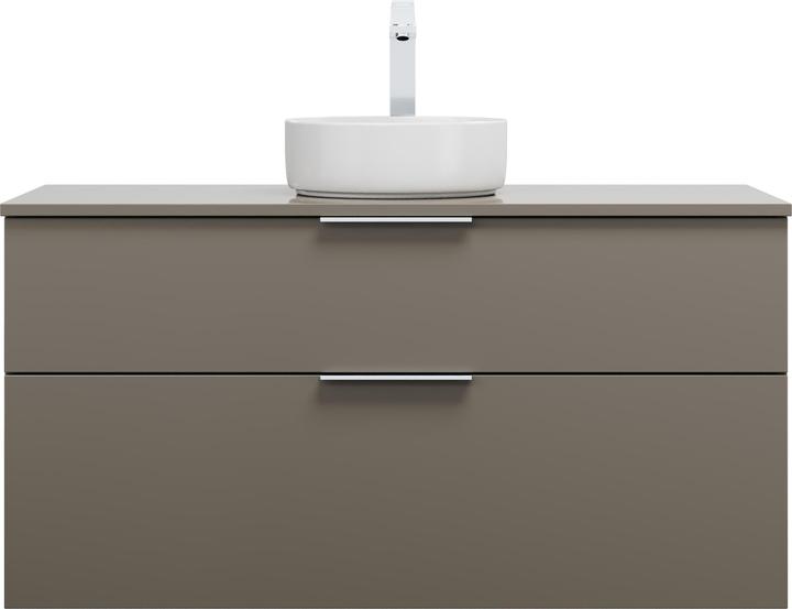 Produktbild burgbad Eqio Keramik-Aufsatzwaschtisch mittig, rund, inklusive Waschtischunterschrank, Breite 1200m