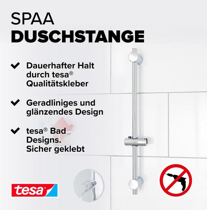 Image du produit tesa Barre de douche SPAA avec solution adhésive sans perçage