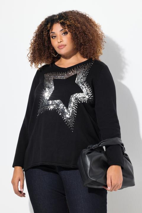 Produktbild Ulla Popken Pullover, Pailletten-Stern, V-Ausschnitt, Langarm (42, 44)