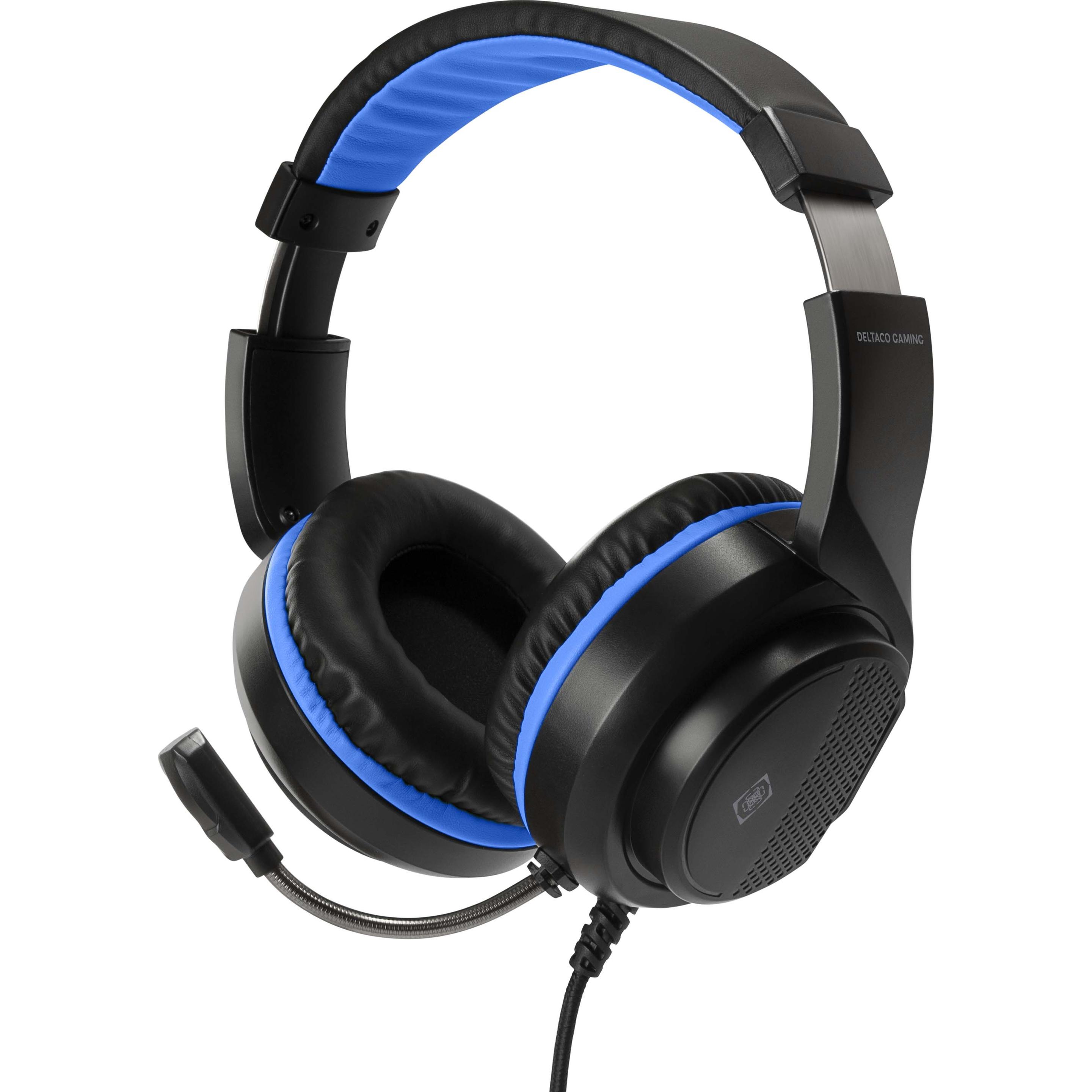 Deltaco Gaming GAM-127 (Kabelgebunden), Gaming Headset, Schwarz, Blau
