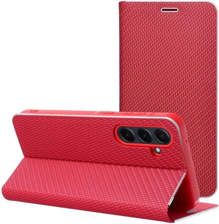 Produktbild OEM Book case LUNA Book Carbon for SAMSUNG A12 / M12 red (Oppo A12, Samsung Galaxy M12)