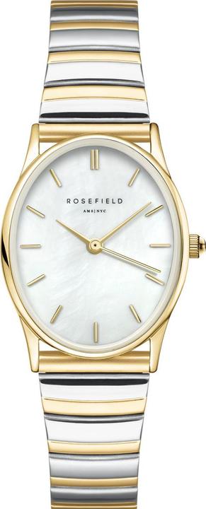 Produktbild Rosefield The Oval White MOP Half-Moon Steel Duotone Armbanduhr (24 mm)