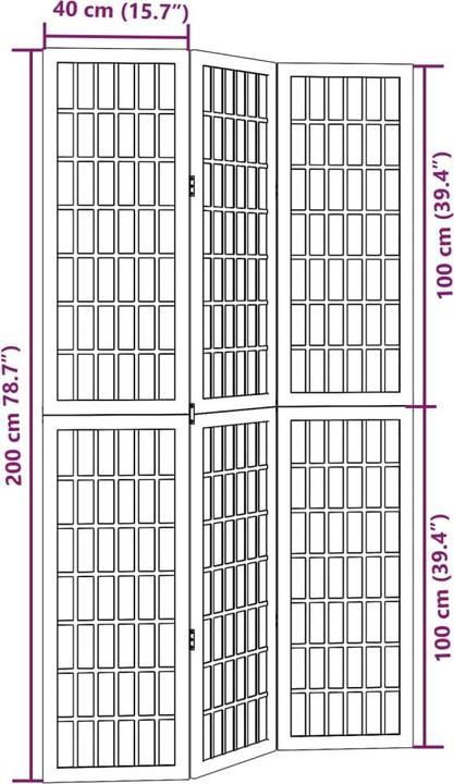 Image du produit vidaXL Séparation de pièce Paravent Paroi espagnole 3 pcs. blanc bois massif
