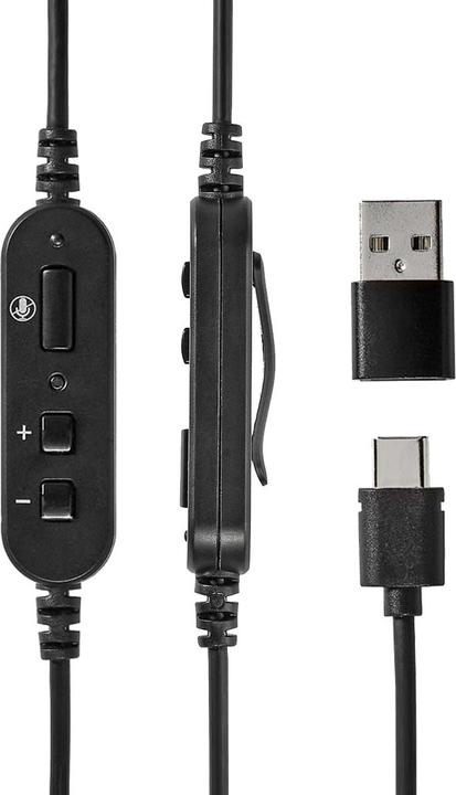 Actual product image Nedis PC Headset On-Ear - Black (Cable, USB-A, Google Meet, Microsoft teams, Zoom)