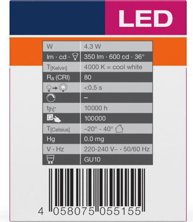 Image du produit Osram LED Spot Value (GU10, 350 lm, 1x)
