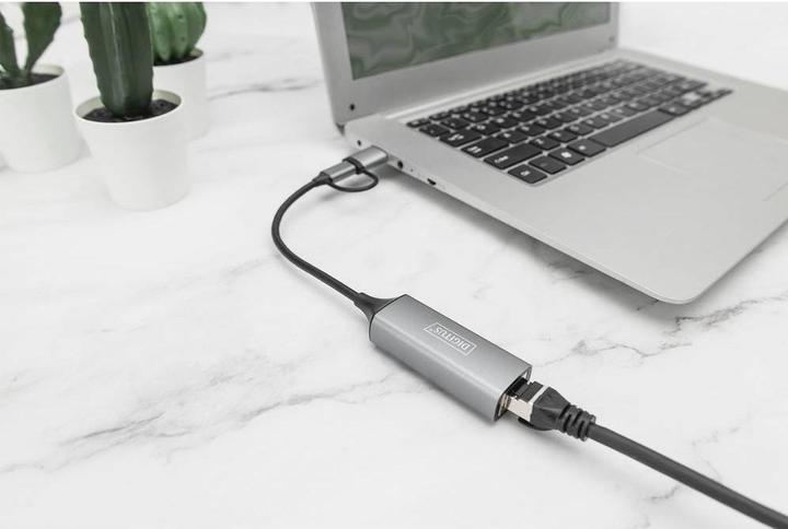 Productafbeelding Digitus USB Type-C™ Gigabit Ethernet Adapter 2.5G, USB-C™ + USB A (USB3.1/3.0) (USB, USB-C, RJ45 2.5 Gigabit Ethernet (1x))