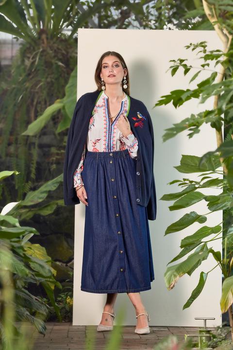 Produktbild Ulla Popken Strickjacke, Vogel-Stickerei, Rundhals, Langarm (42, 44)
