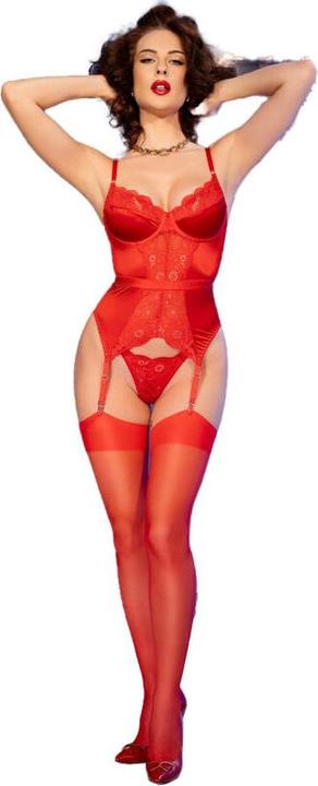 Immagine prodotto Chilirose - CR 4845 KORSETT UND STRÃoeMPFE ROT S (S, M, L, XL)