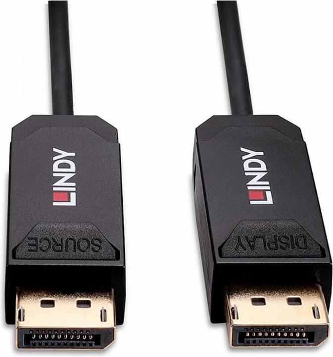 Actual product image Lindy 15m Fibre Optic Hybrid DP 2.0 UBHR10 Cable 40Gbps, up to 8K60 (15 m, DisplayPort, 2.0)