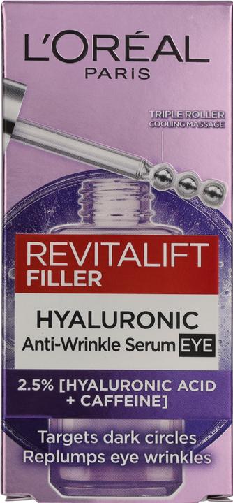 Produktbild L'Oréal Paris Hyaluronsäure und Koffein Augenserum Revitalift Filler 20ml (Augenpflege Serum, 20 ml, Tag + Nacht)