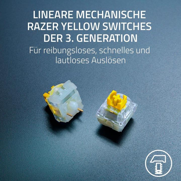 Immagine prodotto Razer BlackWidow V4 X - Fortnite Edition Mechanische Gaming-Tastatur mit RGB (Yellow Switches, 6 eig (DE, Cablato)