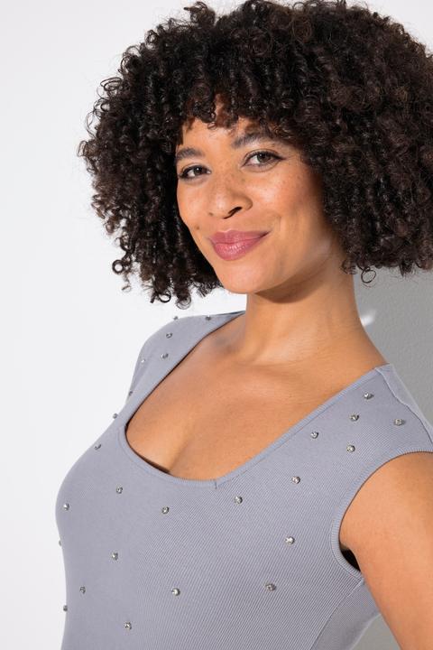Produktbild Angel of Style Rippshirt, Slim Fit, Ziersteinchen (48)