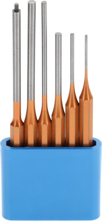 Image du produit Gedore Jeu de chasse-goupilles avec support PVC, 6 pièces, forme longue, acier/peinture, argent/cuivre