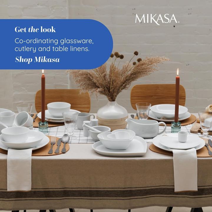 Actual product image Mikasa Chalk 12-Piece Porcelain Dinner Set, White (12 pcs.)