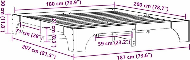 Actual product image vidaXL Bettgestell (180 x 200 cm)