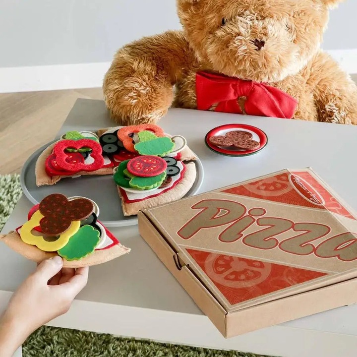 Actual product image Activity Board Felt pizza food matching game set, mini food set for children's kitchen, pretend play