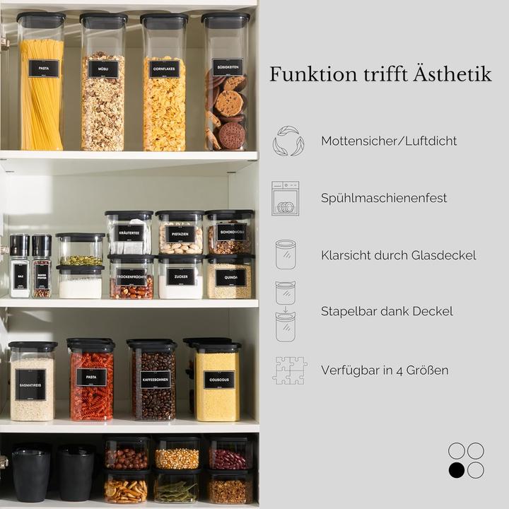 Actual product image Greeano Vorratsgläser eckig (3er Set, 1200ml) luftdicht (1.20 l)