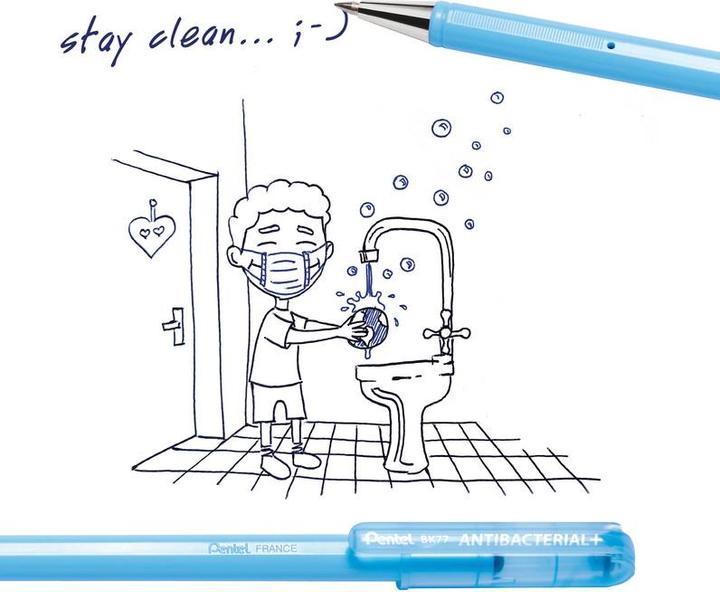 Produktbild Pentel Kugelschreiber Antibacterial+ (Blau, 12 x)