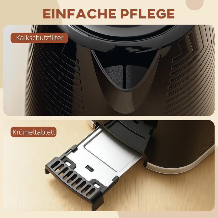Produktbild Homcom Wasserkocher-Toaster-Set Stahl, Kunststoff Schwarz (1.70 l)