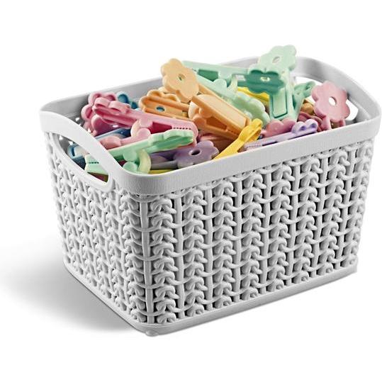 Thumbnail - Üçsan Plastik, Aufbewahrungskorb, BASKET 1.5L KNIT M-095 ICE GRAY (1 x)