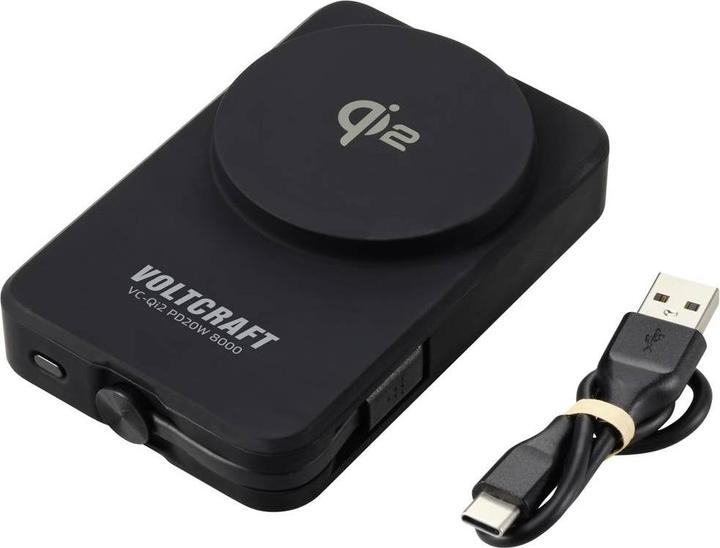 Produktbild Voltcraft VC-Qi2 PD20W 8000 Powerbank 8000 mAh Fast Charge LiPo Schwarz Statusa (8000 mAh, 20 W, 29.60 Wh)