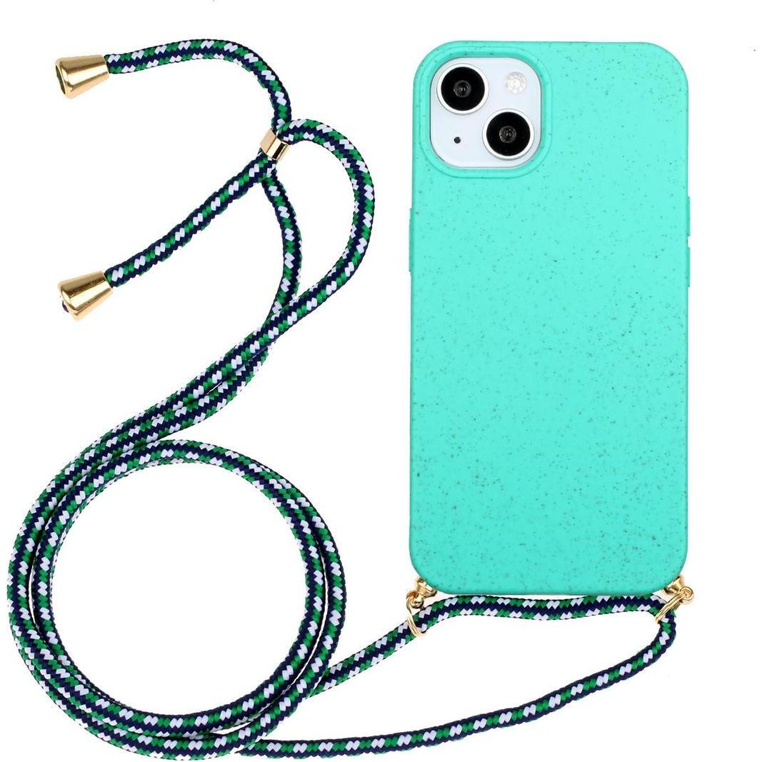 König Design Handykette Hülle Handy Schutz für Apple iPhone 15 Case Cover Bumper Etuis Kette, Handykette, Grün