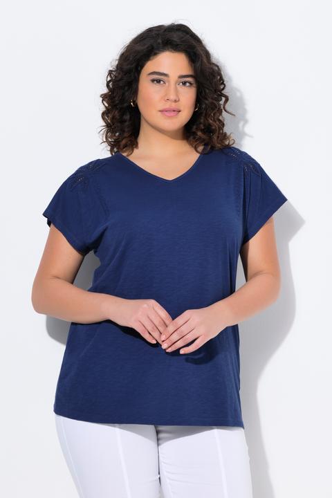 Produktbild Ulla Popken T-Shirt, Palmen, Oversized, V-Ausschnitt, Halbarm (62)