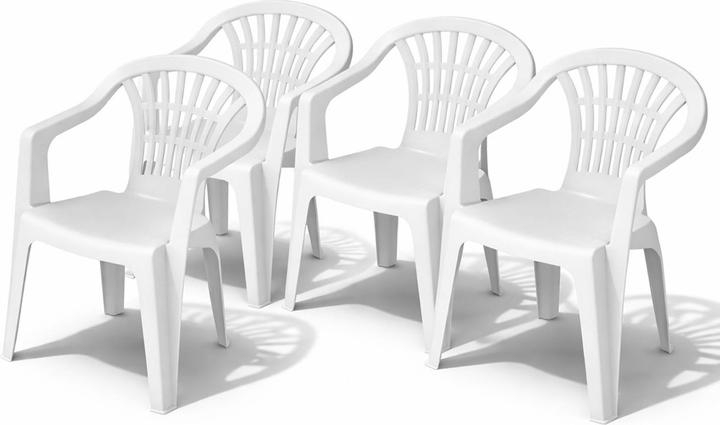 Actual product image Mojawo 4er Stapelstuhl Bistrostuhl Gartenstuhl ALTEA Weiss Kunststoff