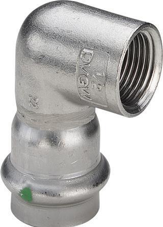 Actual product image Viega Sanpress Inox overgangvinkel 90° muffe/muffe 15 mm x 12" rustfrit stål (Angled connection)