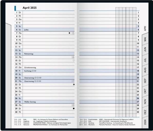 Actual product image Pocket calendar 753 8,7x15,3cm 1 month/2 pages leather brown 2025