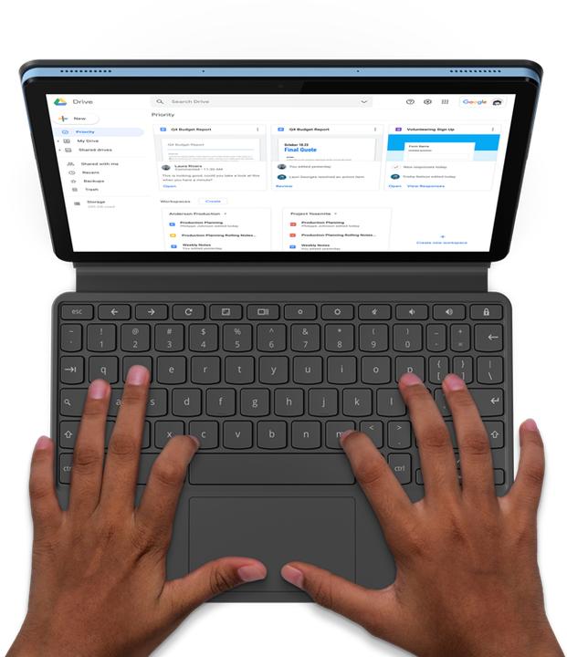 Produktbild Lenovo IdeaPad Duet Chromebook (10.10", 128 GB, Ice Blue, Iron Grey)