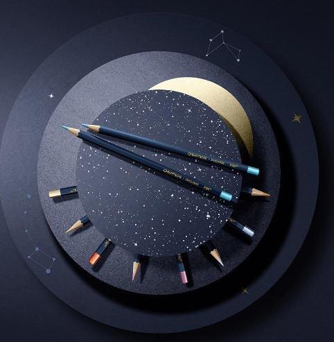 Actual product image Caran d'Ache Cosmic Blue colour set special edition (Multicolor, 10 metallic colours, 10 x)