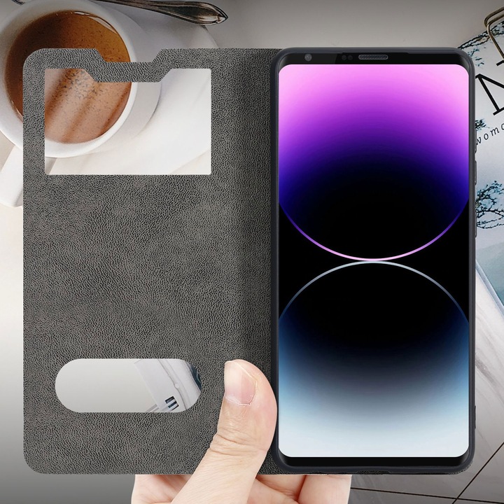 Produktbild Cadorabo Book Hülle mit Doppelfenster für LG V30 / V30+ / V30S / V30S+ (LG V30S+, LG V30+, LG V30)