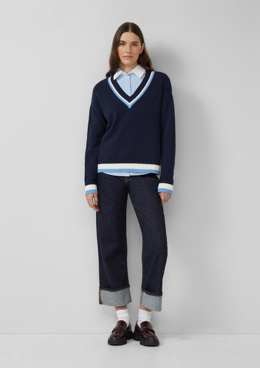 Produktbild s.Oliver Strickpullover Strickpullover aus Baumwollmix mit tiefem V-Ausschnitt (40)