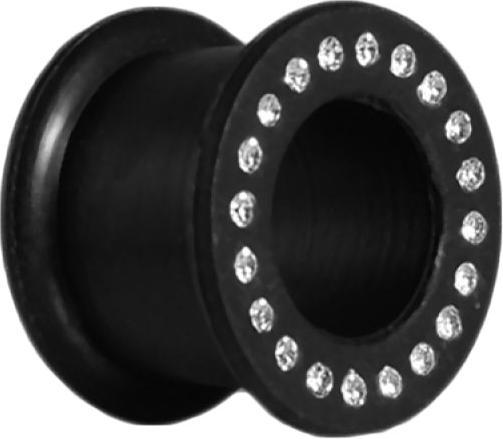 Immagine prodotto Star Piercing Flesh Tunnel schwarz mit Kristall silber (Acciaio chirurgico 316L, senza ottone)