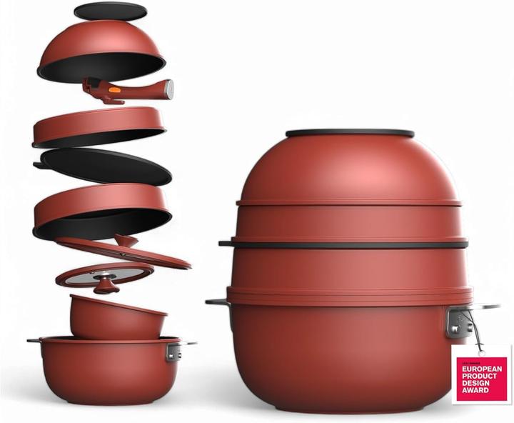 Actual product image MasterPRO Share & Play Stackable Cookware Set with Non-Stick Coating and Heat Indicator (Frying pan, Pot, Cast aluminium)