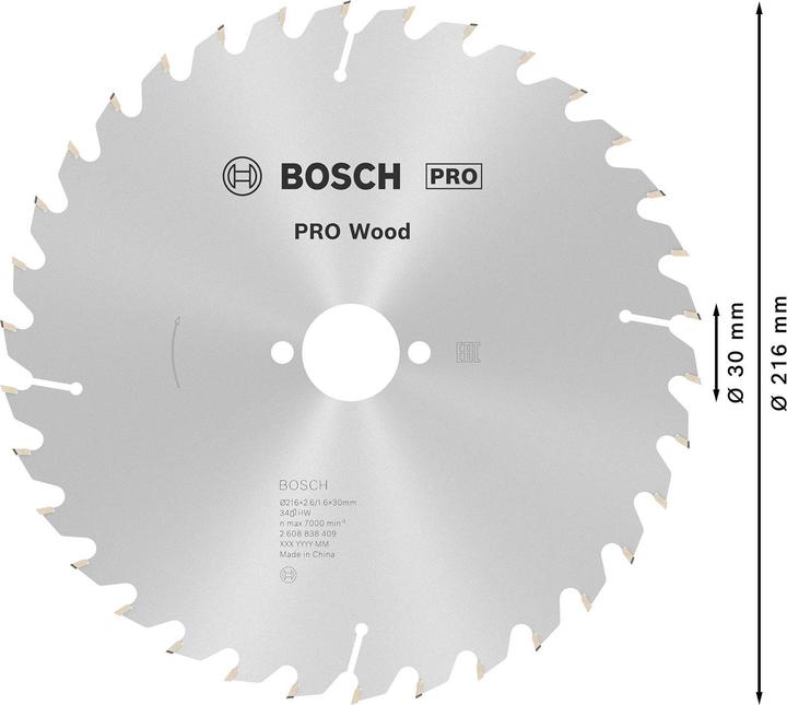 Actual product image Bosch Professional Zubehör PRO Wood circular saw blade, 216 x 2.6 x 30 mm