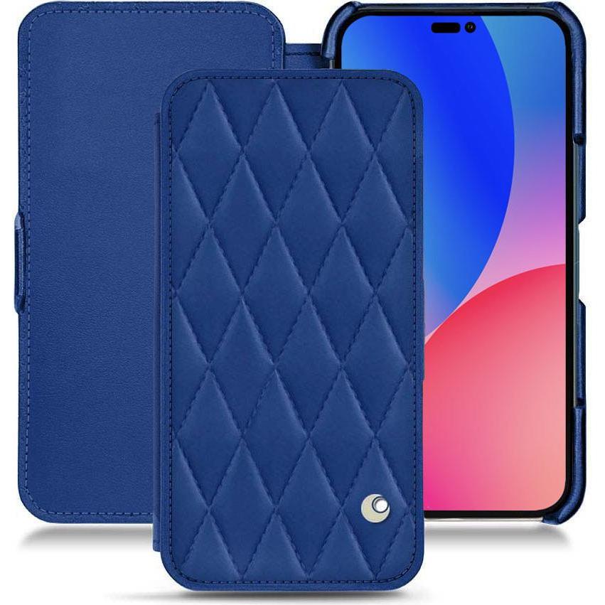 Noreve Lederschutzhülle horizontal (Apple iPhone 14 Pro Max), Smartphone Hülle, Blau