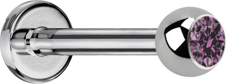 Image du produit Star Piercing Labret argenté avec boule de cristal violet clair (sans laiton, Titane G23)