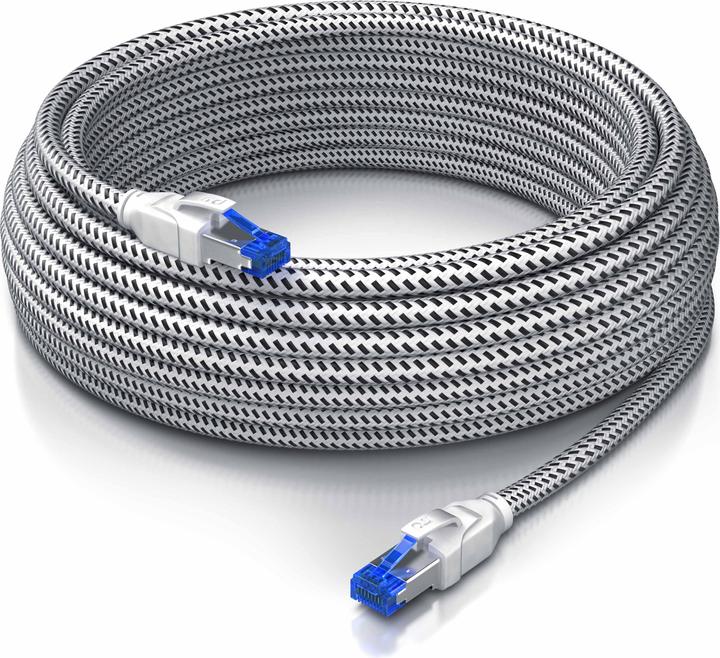 Actual product image Primewire CAT 8 network cable 40 Gbits - cotton jacket - LAN cable patch cable RJ45 - S/FTP PIMF shielding (S/FTP, CAT8.1, 20 m)