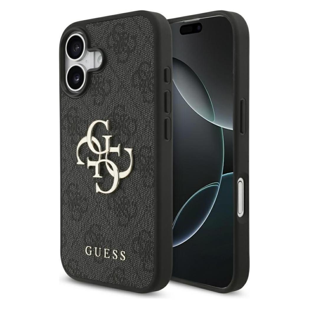 Guess Pu 4G Metal Logo Case Für Apple IPhone 17 - Black (Apple IPhone 17), Smartphone Hülle, Schwarz