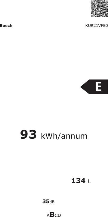 Actual product image Bosch Hausgeräte BOSC Undercounter Refrigerator (134 l)