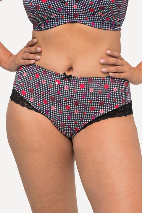 Produktbild Ulla Popken Midislip, Hahnentrittmuster, Blumen, Spitze (58, 60)