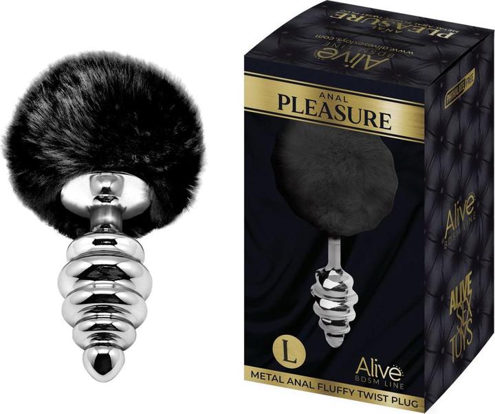 Produktbild Alive Anal-Vergnügens-Spiral-Metall-Fluffy-Schwarz Grösse L