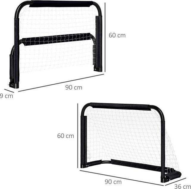 Produktbild Swisshandel24 Fussballtor 2er Set Klappbar Fussballtore mit Metallrahmen 90x36x60 cm, Schwarz