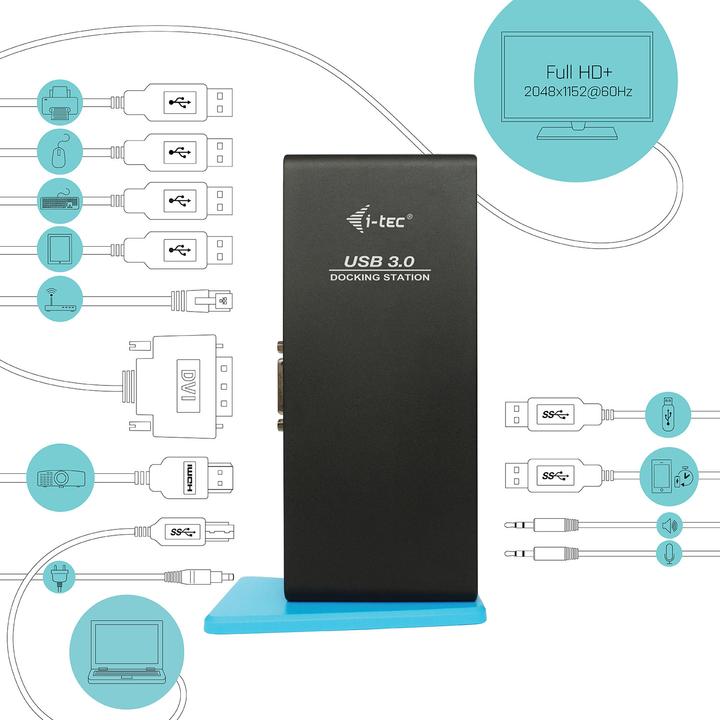 Produktbild i-tec USB 3.0 Dual Full HD Dock (USB-B, 4 Ports)